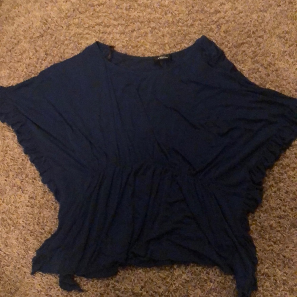 navy blue bat winged blouse